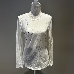 Kenneth Cole White Long Sleeve Tee with Gray Accents